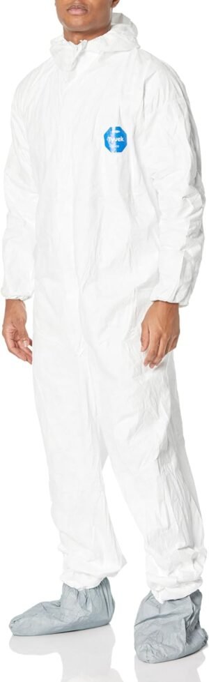 DuPont unisex-adult TY122S-XL-EACH Disposable Elastic Wrist, Bootie and Hood Tyvek Coverall Suit 1414, X-Large, White