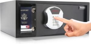 Honeywell Safes & Door Locks – Hideable Safe Box with Hotel-Style Digital Lock – Low Profile Cash Safe with LED Display – Steel Security Safe with 2 Emergency Keys Included – 1.0 CU – Black – 5105