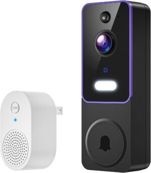 1080P Smart Video Doorbell Camera Wireless with Free Chime, Human Motion Detection and Instant Alerts, Night Vision, 2-Way Audio, Cloud Storage, Rechargeable Battery, Home Security System