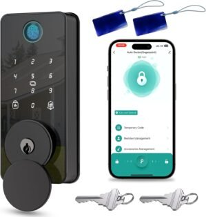 Smart Deadbolt Door Lock with Keypad,Fingerprint Door Lock,Keyless Entry Electronic Dead Bolt, Auto Lock&One Touch Lock, App Control