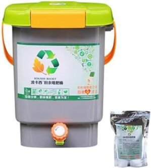 Indoor Bokashi Composting System,Kitchen Compost Buckets with Faucet，Air Tight Seal Lid，Practical Way to Collect All Your Organic Waste -15L /4 Gallons Bucket + 500g/1.1lbs Compost Accelerator