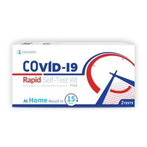 Genabio Quick 15 mins COVID-19 Antigen Rapid Test, 2 Pack, 15 Minute Results, FDA EUA Authorized, OTC at Home Self Test,Non-Invasive Short Nasal Swab, Easy to Use, 1 Pack 2 Tests Total