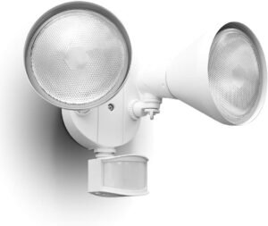 LUTEC 1800LM LED Motion Sensor Light Outdoor, Dual-Head Security Light, 3000K, Waterproof Exterior Flood Light for Patio, Garden, Yard, White (2 Bulbs Included)
