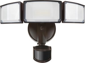 LUTEC 72W 7500LM LED Security Lights Motion Sensor Light Outdoor, 5000K Daylight, IP65 Waterproof, Dusk to Dawn, 3-Head Motion Detected Flood Light for Garage, Yard, Porch(Brown)