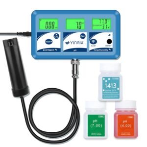 EC pH Monitor for Hydroponics, 6 in 1 WiFi pH ppm Tester for hydroponics System Water,Continuous Monitor of pH PPM EC CF Humidity Temp of Indoor DWC Grow System,Hydro Reservoir Tank, Aeroponic Garden