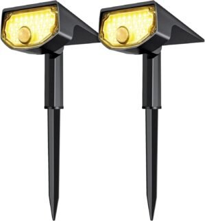 AloftSun Solar Motion Sensor Outdoor Lights,Waterproof Motion Sensor Spot Lights- 30 LED/3 Modes Solar Powered Spotlights,Landscape Lighting for Yard and Garden,Warm White,2 Pack