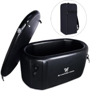 Inflatable Insulated Cold Plunge Tub/XXL Durable Oval Ice Bath Tub/Portable Soaking Spa Tubs with Lid/Cold Plunge Therapy Recovery Pod for Athletes (black)
