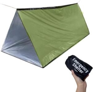 Emergency Survival Tent Shelter – Ultralight Mylar Tube Tent with Paracord, Waterproof Thermal Bivy for All-Weather Protection – Compact Life Shelter for Camping, Hiking & Outdoor Survival Kits
