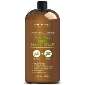 First Botany Tea Tree Mint Hand Soap – Liquid Hand Soap with Peppermint, Jojoba & Coconut Oil Multipurpose Liquid Soap Natural Bathroom Soap & Liquid hand wash – 16 oz