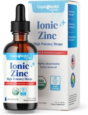 LIQUIDHEALTH Ionic Zinc High Potency Drops, Pure Zinc Trace Mineral Liquid Vitamin Supplement for Adults & Kids Over 4 – Immune Boosting, Digestive Support, Skin & Wound Health – Vegan, Non-GMO (2 oz)