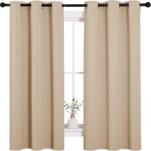 NICETOWN Thermal Insulated Grommet Room Darkening Curtains/Draperies/Panels for Bedroom (2 Panels, W42 x L63 inches, Biscotti Beige)