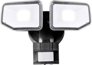 40W LED Security Lights Motion Sensor Light Outdoor, 180 Degree, 4000 LM Motion Security Light, 5000 K, ETL Water Resistant, Clear 2 Head Motion Detector Flood Light for Garage, Yard (Black)