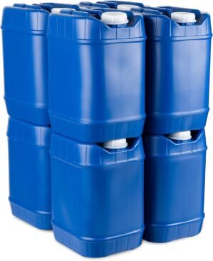 5-Gallon Stackable Water Storage Containers, Emergency Water Storage for Camping and Disaster Preparedness, 40 Gallons