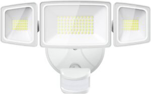 Onforu 65W LED Flood Light Motion Sensor Outdoor, 6500lm LED Security Light with Three Head, IP65 Waterproof LED Exterior Floodlight, 6500k Wall Light for Entryways Stairs Yard Garage