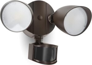 LUTEC 32W 2500 Lumen LED Security Lights Motion Sensor Light Outdoor, 5000K Daylight, IP65 Waterproof, Dusk to Dawn, Motion Detector Flood Light for Garage, Yard, Porch-Brown