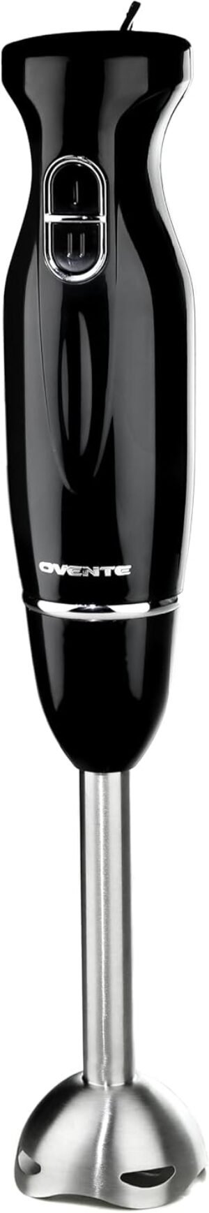 OVENTE Immersion Hand Blender, 300W Electric Handheld Portable Stick Mixer with 2 Mixing Speed and Stainless Steel Blades for Effortless Blending Smoothies, Shakes, Puree or Baby Food, Black HS560B