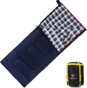 REDCAMP Cotton Flannel Sleeping Bag for Camping Backpacking, Adults Cold Weather Envelope Sleeping Bags with 2/3/4lbs Filling