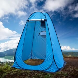 1-2 Person Portable Pop Up Shower Privacy Shelter Tents with 3 Windows, Waterproof UV Protection Picnic Camping Fishing Shelter Tent, Outdoor Dressing Room Beach Isolation Sun Shelter (Blue)