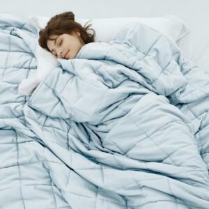 Weighted Idea Weighted Blanket for Adults (20lbs,Baby Blue,48″x72″) Twin Size Breathable Heavy Blanket with Premium Glass Beads All-Season Soft Thick Blanket