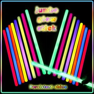20 Pcs Big Glow Sticks 14 Inch Industrial Grade 8 Colors Glow Sticks Bulk Jumbo Light Stick Emergency Large Glow Sticks glow in the dark for Camping Accessories, Hurricane, Earthquake, Survival Kit