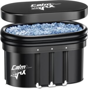 CalmMax XL 134 Gal Oval Ice Bath for Athletes with Inflatable Neck Rest Ring and Cover Portable Cold Plunge Tub for Cold Water Therapy Ice Baths at Home