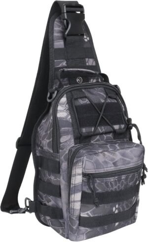 Qcute Tactical Backpack, Waterproof Military Cross-body Molle Sling Shoulder Backpack Chest Bag for Outdoor Every Day Carry