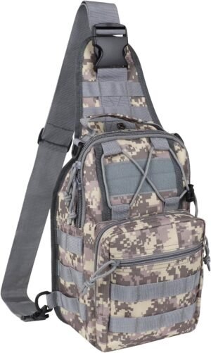 Qcute Tactical Backpack, Waterproof Military Cross-body Molle Sling Shoulder Backpack Chest Bag for Outdoor Every Day Carry