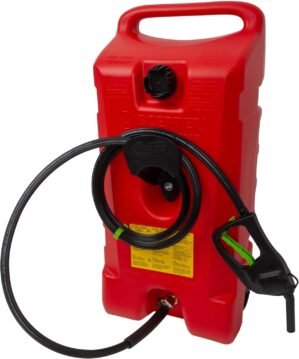 Scepter Portable Gas Fuel Tank, Container Caddy Can w/ Siphon Pump, 14 Gallon, Red