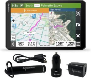 Wearable4U – Garmin RV 895 GPS Navigator, Large, Easy-to-Read 8, Custom RV Routing, High-Resolution Birdseye Satellite Imagery with Power Pack Bundle