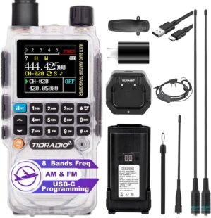 TIDRADIO TD-H3 Ham Radio (Crystal) Multi-Band Long Range 2-Way Radio,USB-C Programming & Charging,2500mAh Battery,DTMF FM AM NOAA VOX SCAN,Walkie Talkies with Earpiece,AirBand & TD-771 Long Antenna