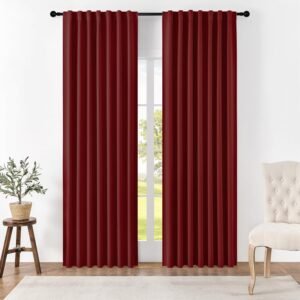 Joydeco Blackout Curtains 96 Inches Long for Bedroom, Thermal Insulated Black Out Curtains 2 Panels Set, Room Darkening Drapes for Living Room Window (W52 x L96 Inch, Burgundy Red)