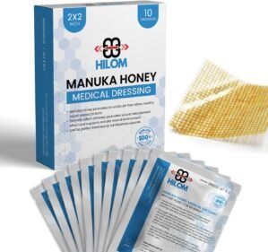 Hilom Medical Grade Manuka Honey Gauze Dressing 2 inch x 2 inch (10 Pack – Non-Adherent) | First Aid for Minor Wounds Such as Cuts or Advanced Wound Care of Bed Sores, Burns, or Lacerations