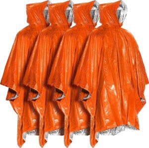 Everlit Survival Rain Poncho Emergency Mylar Space Blanket Camping Gear-Retain 90% of Body Heat Survival Gear for Survival Kits Camping Supplies Emergency Blankets