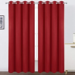 LEMOMO Blackout Curtains 52 x 84 inch/Bright Red Curtains Set of 2 Panels/Thermal Insulated Room Darkening Bedroom Curtains