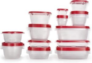 Rubbermaid TakeAlongs Food Storage Containers, 52 Piece Plastic Container Set, Dishwasher and Microwave Safe Meal Prep, Snack, and Lunch Container, BPA Free, Ruby Red