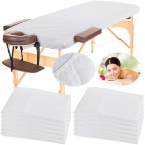 100 Pcs Disposable Massage Table Sheets 39″ x 83″ Disposable Bed Sheets Non Woven Fabric Bed Cover Breathable for Massage Spa Beauty Tattoos(White)