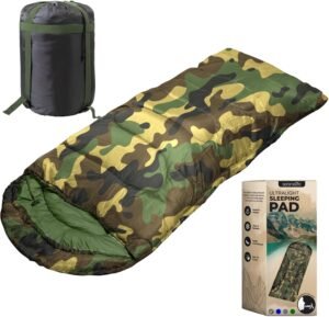 SereneLife Mummy Sleeping Bag – Lightweight, Warm & Waterproof for Winter & Cold Weather, 5-10°F Insulation, Smooth-Glide Zipper, Compact Compression Bag, Travel Pillow, Used for Camping & Backpacking