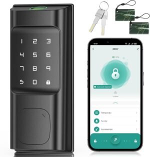 IRONZON Smart Deadbolt Lock for Front Door with APP Control, Keyless Entry Door Lock, 5 in 1 Smart Fingerprint Deadbolt with Digital Electronic Biometric Black