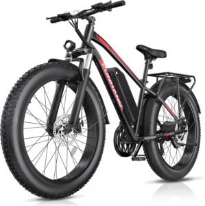 Electric Bike for Adults, Peak 1000W Ebike, 25MPH 60Miles Electric Mountain Bike, 26″ Fat Tire Adult Electric Bicycle with 48V 13AH Battery, Rear Rack, 7 Speed, Front Suspension, Turn Signal