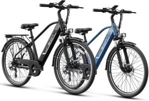 Jasion Roamer Electric Bike for Adults 1200W Peak Motor 528WH Removable Battery,up to 60miles 28MPH City Cruiser Ebike,26” Commuter E Bike, 7-Speed Gears and Front Suspension Bicycles