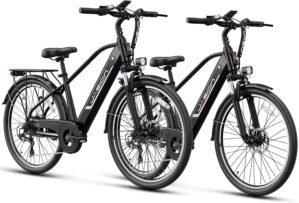 Jasion Roamer Electric Bike for Adults 1200W Peak Motor 528WH Removable Battery,up to 60miles 28MPH City Cruiser Ebike,26” Commuter E Bike, 7-Speed Gears and Front Suspension Bicycles