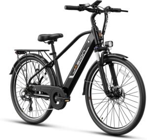 Jasion Roamer Electric Bike for Adults 1200W Peak Motor 528WH Removable Battery,up to 60miles 28MPH City Cruiser Ebike,26” Commuter E Bike, 7-Speed Gears and Front Suspension Bicycles
