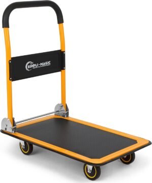 Simpli-Magic Push Cart Dolly, Moving Platform Hand Truck, Foldable for Easy Storage and 360 Degree Swivel Wheels with 440lb Weight Capacity