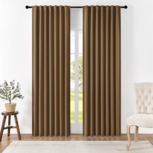 Joydeco Blackout Curtains 96 Inches Long for Bedroom, Thermal Insulated Black Out Curtains 2 Panels Set, Room Darkening Drapes for Living Room Window (W52 x L96 Inch, Brown)