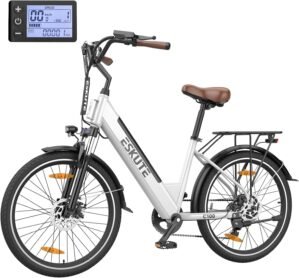 ESKUTE Electric Bike, 500W Peak Motor Adults Ebike, 40 Miles 20MPH Electric Bicycle, 36V 10.4A Removable Battery Electric City Commuter Bike, 7 Speed Front Suspension E-Bike