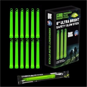 Emergency Glow Sticks – 12 Ultra Bright Individually Wrapped Military Grade Chem Lights – 12 Hour Bulk Tactical Light Sticks for Survival Gear, Camping, and Power Outages