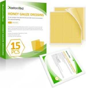 Manuka Honey Wound Care, Honey Gauze Dressing 2″ x 2″ – Pack of 15, 100% Medical Grade Honey Patch for Faster Healing from Burns, Abrasions, Cuts and Lacerations.