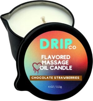 Drip Co Massage Candle – Soy Wax Aromatherapy Candle for Relaxing Oil Therapy, TikTok Viral Trend, Scented Candles for Couples, Spa Essentials, Elegant Massage Experience (Chocolate Strawberry)