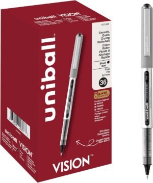 uni-ball 1921066 VISION Stick Roller Ball Pen, Black Ink, Fine Point, 36/Pack