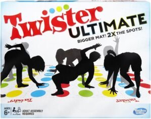 Hasbro Gaming Twister Ultimate: Bigger Mat, More Colored Spots, Family, Kids Party Game Age 6+; Compatible with Alexa (Amazon Exclusive)